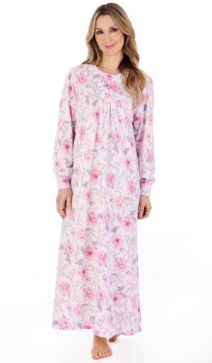 Slenderella 100% Cotton Floral Long Sleeve Nightdress